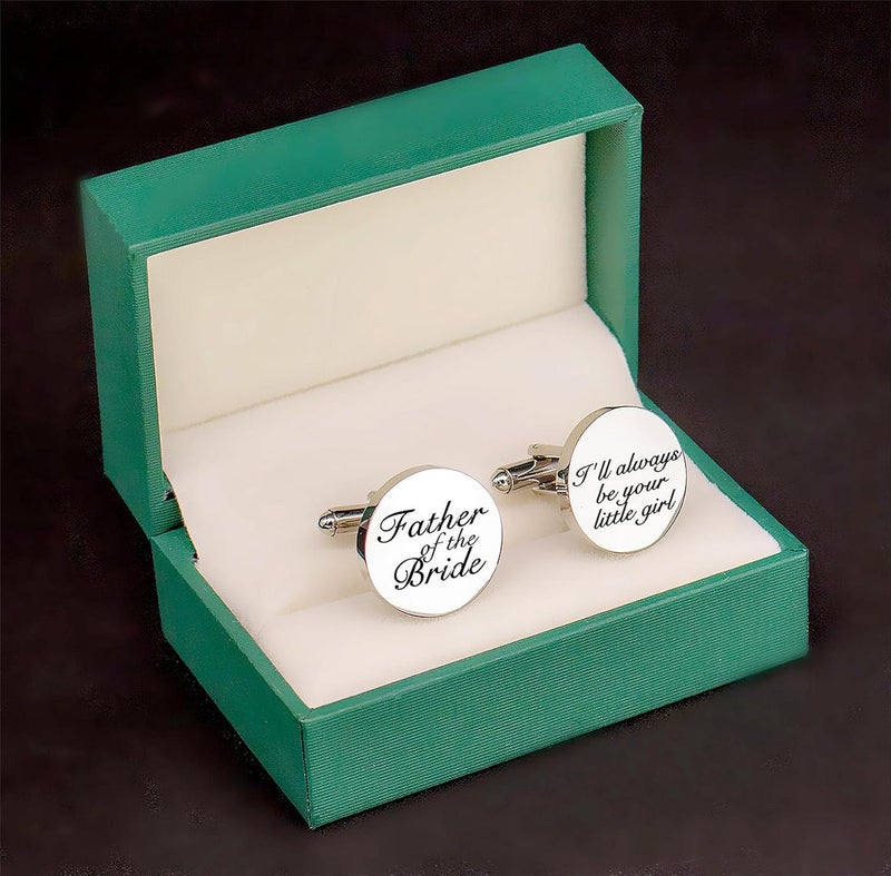Vkooer Personalized Engraved Cuff Links Tie Clip Set Custom Engrave Phrase Wedding Cufflinks Jewelry Gift for Father Dad Of all the Walks We've taken This one is my Favorite - Image 3